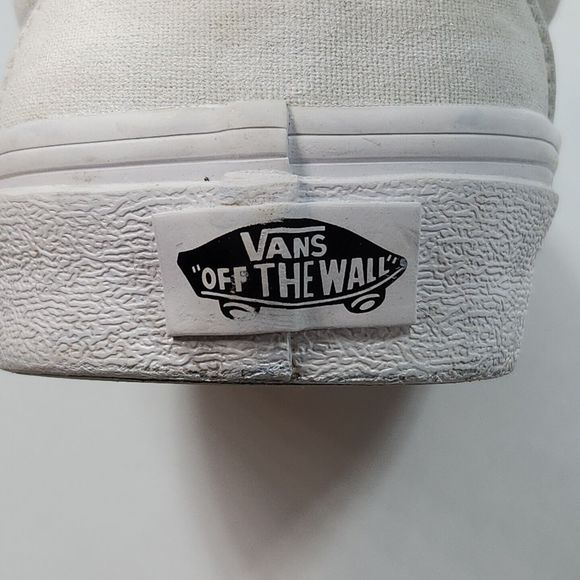 Vans Classic Slip On Sneaker Shoe Caution Tape Left Traffic Women 8 White Custom - Picture 13 of 16